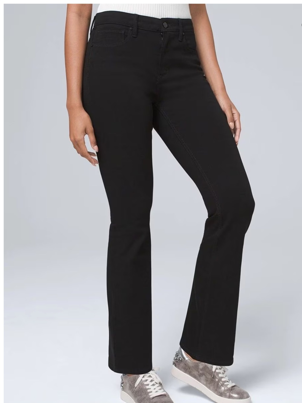 WhiteHouseBlackMarket 0 Long Jeans Curvy-Fit High-Rise Skinny Flare Black NWT